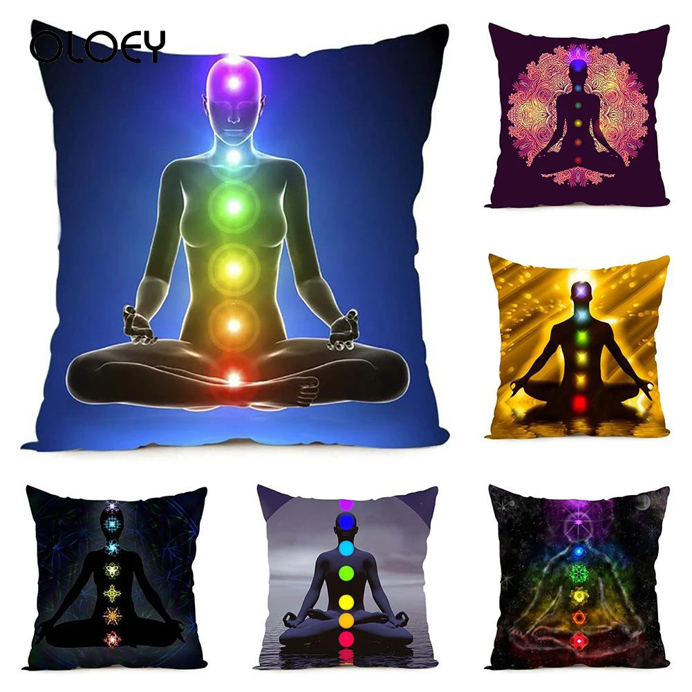Модный чехол для подушки йоги и чакры украшение дома автомобиля Подарочный