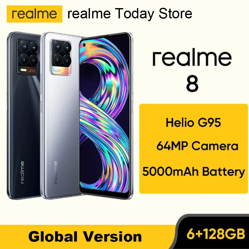 

Global / Russian Version realme 8 6 / 8GB 128GB Smartphone 6.44 inch AMOLED Display 64MP Camera 5000mAh Battery 30W Fast Charge