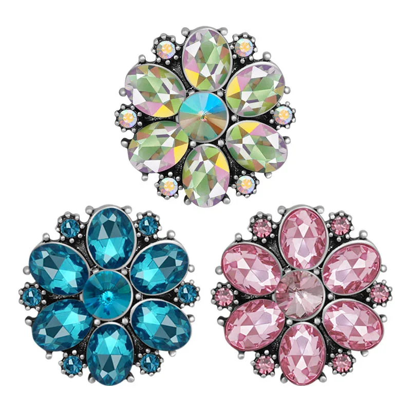 

KZ3447 красивые круглые элегантные цветные металлические пуговицы Стразы 18 мм, подходят для оснастки 18 мм, оптовая продажа