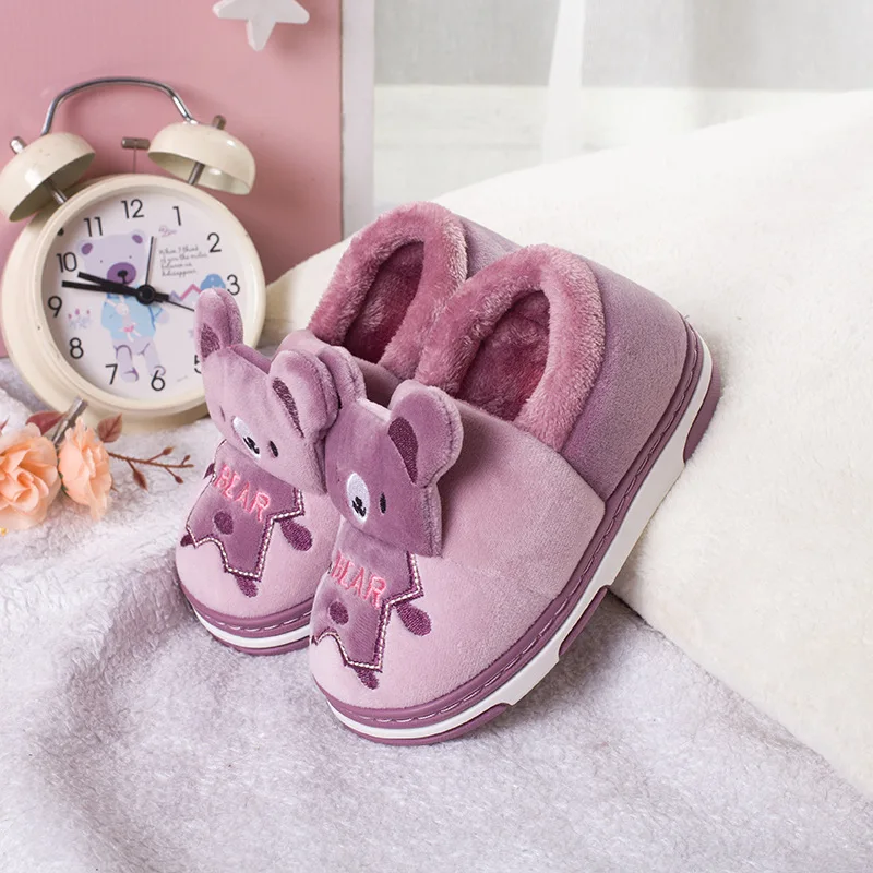 Домашние тапочки для мальчиков и девочек новая зимняя детская хлопковая обувь