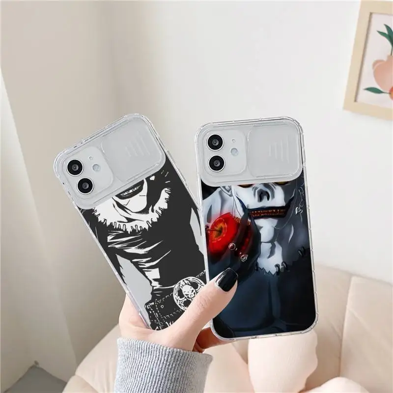 

Death note Phone Case transparent For iPhone 7 8 11 12 X XS XR MINI Pro Max Plus Slide Camera Lens Protect