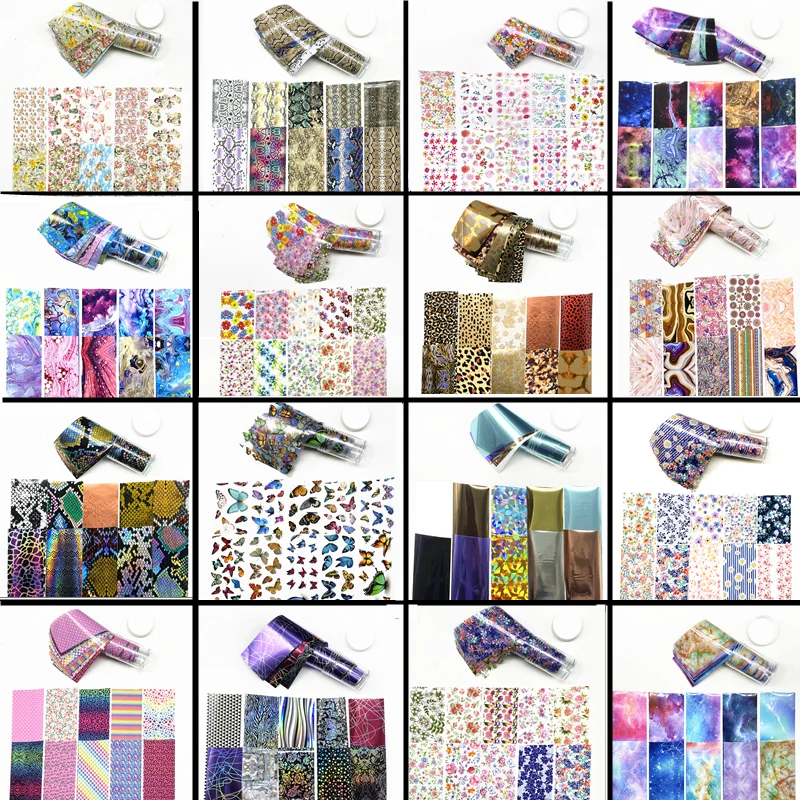 10rolls/bottle 50cm Flowers Nail Foils for Transfer Paper Stickers Sliders Angel Nails Wraps DIY Butterfly Nail Art Decorations