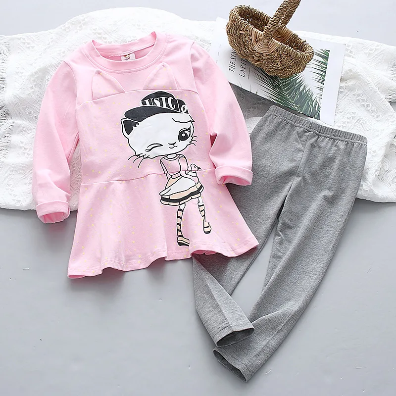 

Spring Autumn Girls Clothing Sets Cartoon Shirts+pants 2pcs/set Clothes Sets For Kids 2-8years Children Casual Suits