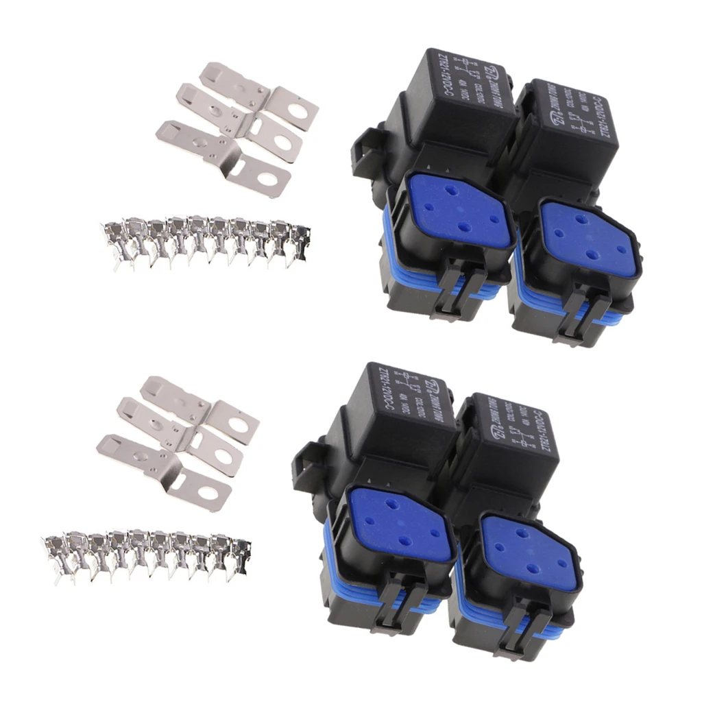 4 комплекта 12 В 40A AMP 5 Pin Реле и релейный держатель розетка интегрированный + клеммы