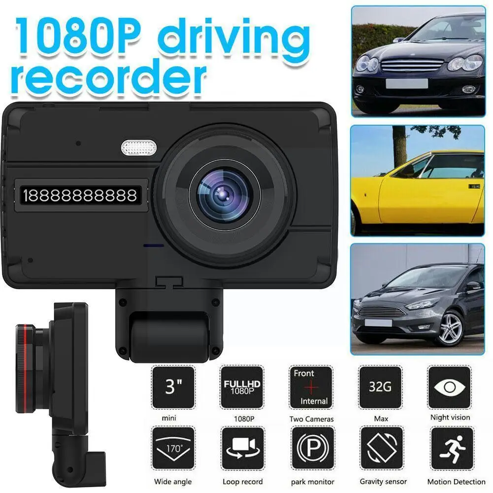 

Автомобильный видеорегистратор, широкоугольный передний и задний двойной объектив, скрытая камера мониторинга вождения, ночной Автомобил...