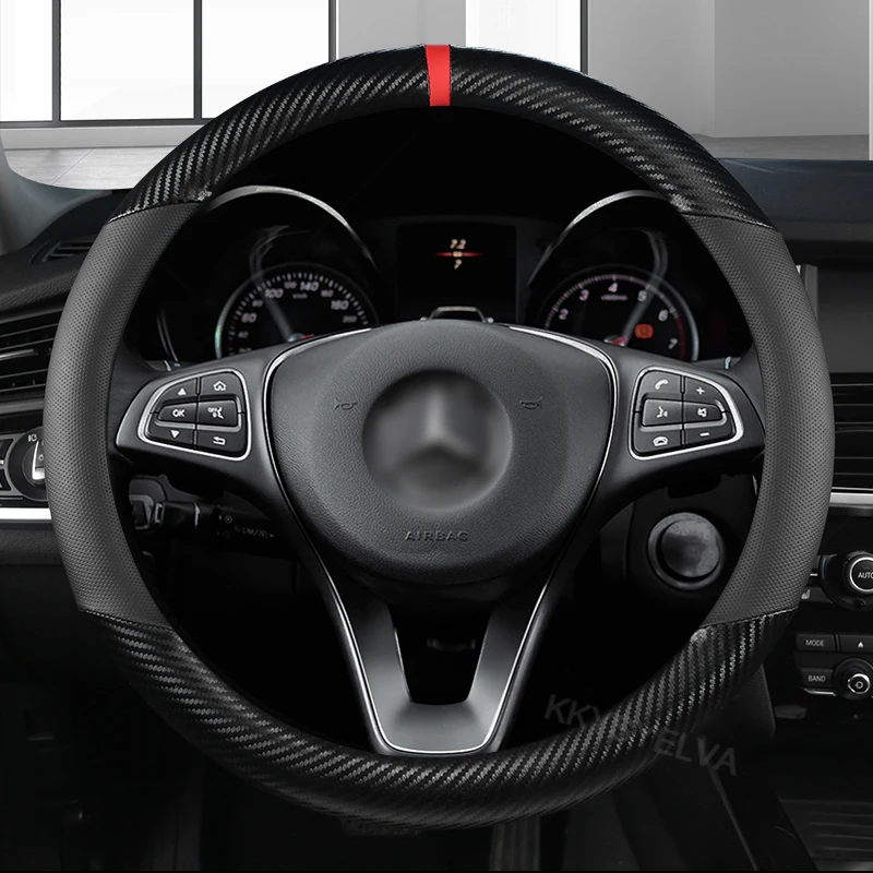 

Противоскользящий автомобильный чехол на руль из углеродного волокна для Mercedes Ben AMG, 38 см, модели A C CLA E GLA GLC GLE S B CLS, аксессуары класса