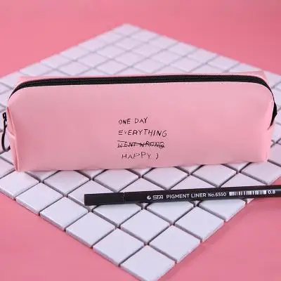 Милый розовый чехол-карандаш для девочек, Kawaii, черный, белый, в горошек, из искусственной кожи, сумка для ручек, канцелярские принадлежности, офисные школьные принадлежности, Zakka escolar - Цвет: H