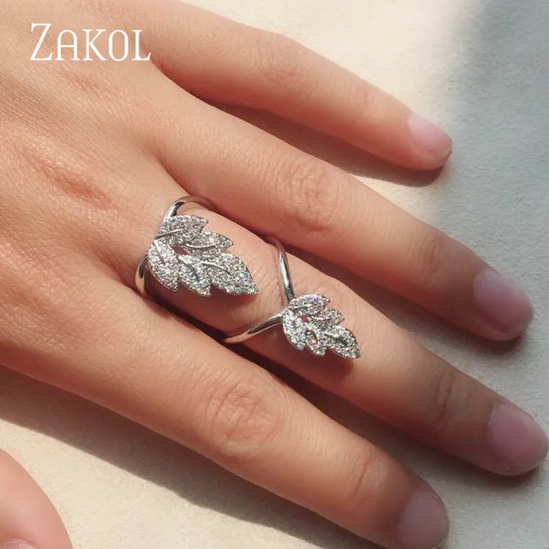 ZAKOL модный дизайн AAA CZ циркониевое Открытое кольцо для женщин Свадебные