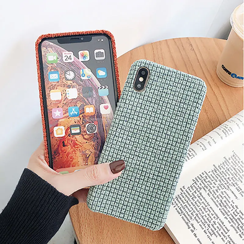 Зимние теплые сетчатые чехлы для телефонов для iPhone 11Pro Max XR X XS Max 7 8 Plus, модная Противоударная однотонная шерстяная задняя крышка