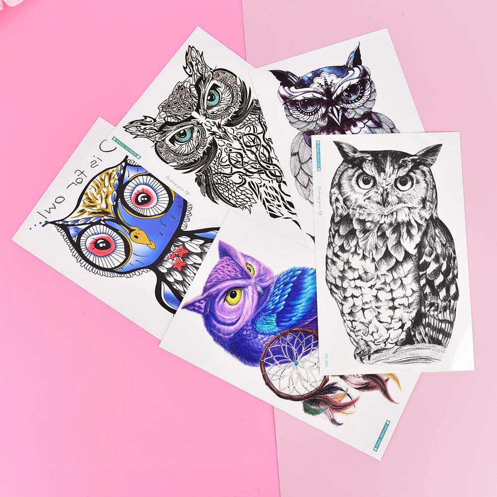 Водостойкая Ручная СОВА вспышка тату рукав большой женский временный боди арт