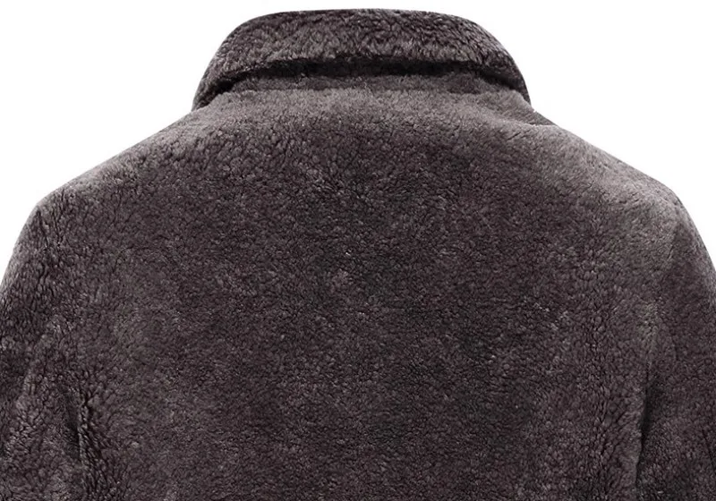 Зимняя мужская куртка из шерсти, теплая замшевая кожаная куртка 5XL, однобортное короткое пальто из натурального меха ягненка