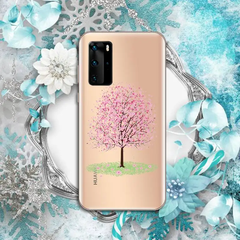 

Cherry blossoms pink flower shell Phone Case Transparent for Huawei P honor 8 10i 20 30 40 smart 2019
