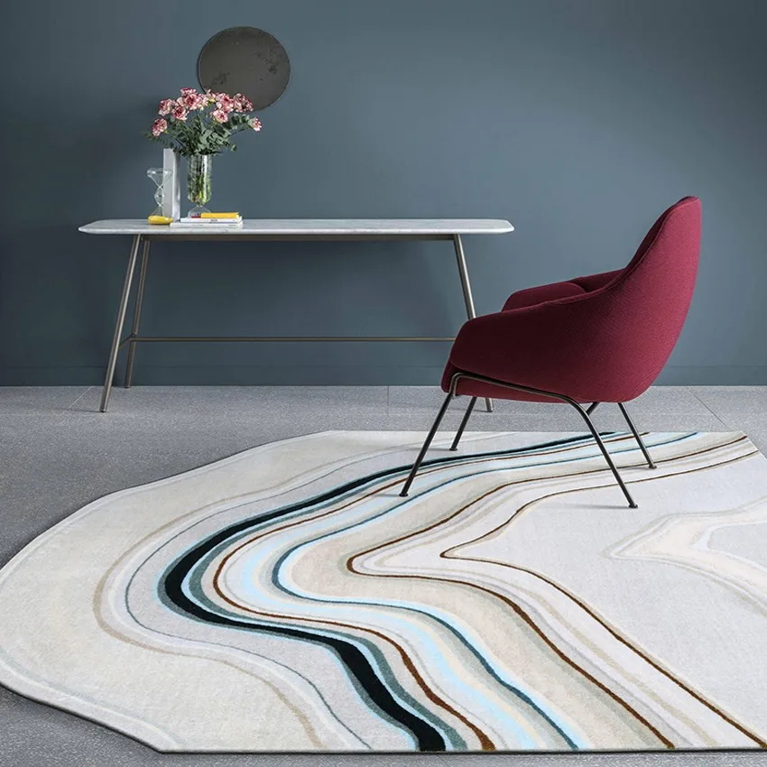 Post modern style irregular shaped abstract art are rug big size Nordic decoration woven living room carpet | Дом и сад