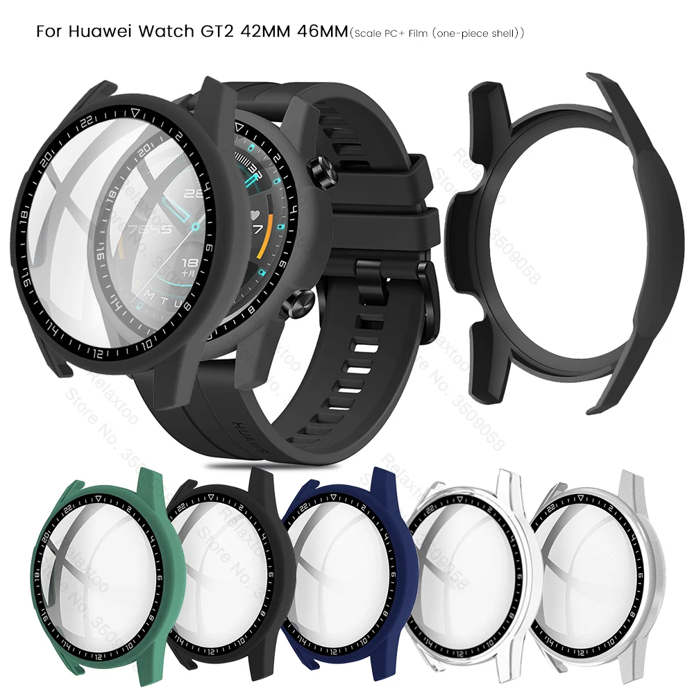 

Dial Scale PC Bumper+Tempered Glass Full Protective Shell For Huawei Watch GT2 46MM 42MM 46 42 MM Case Smartwatch Accessories