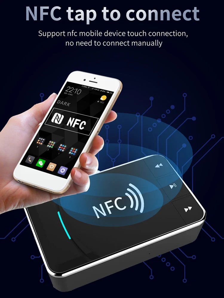 NFC Bluetooth 5 0 ресивер 3 мм AUX Поддержка Беспроводной адаптер потоковое