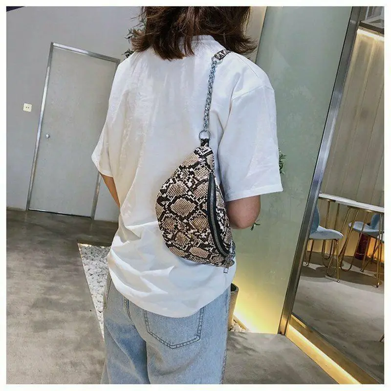 Повседневные женские поясные сумки сумка через плечо со змеиным принтом и