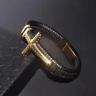 Высококачественный кожаный браслет ручной работы кожаный плетеный мужской кожаный браслет в винтажном стиле