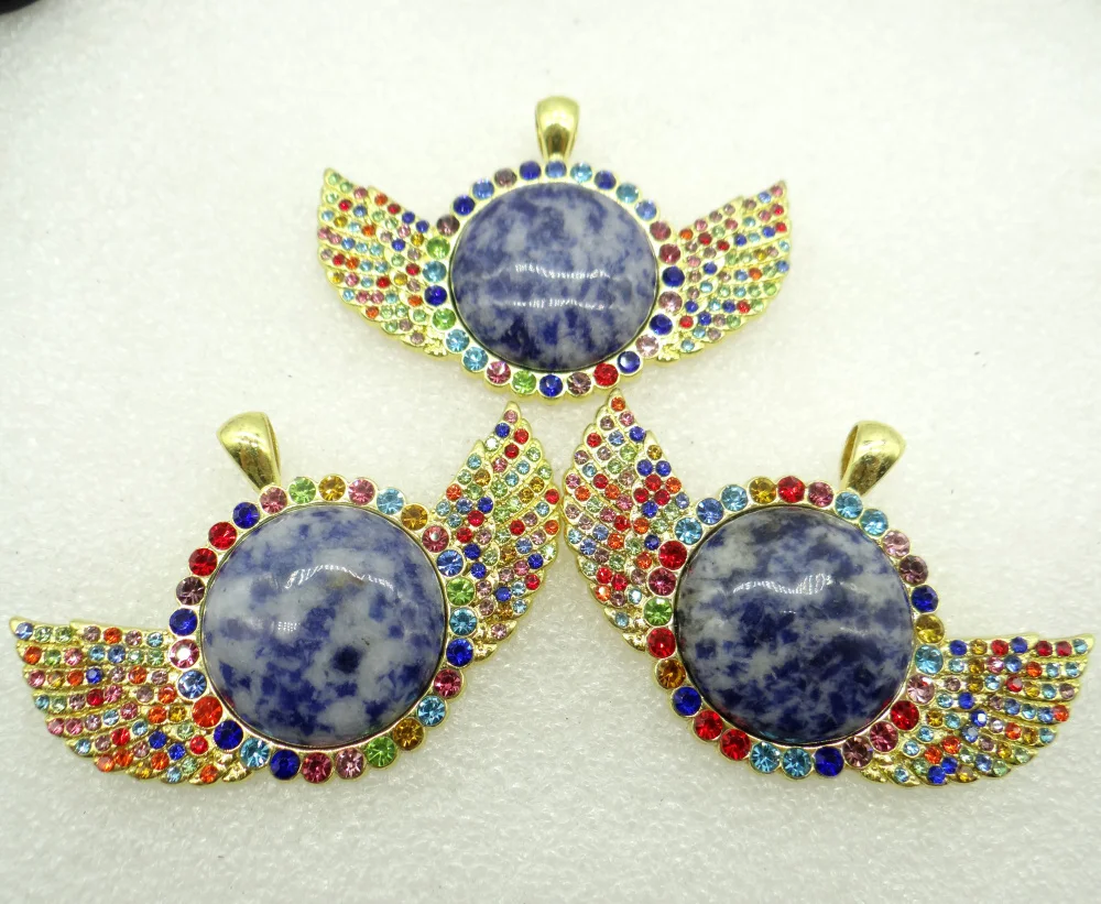 1PCwholesale Природный камень кварц кристалл содалит опал лазурит подвеска круглой