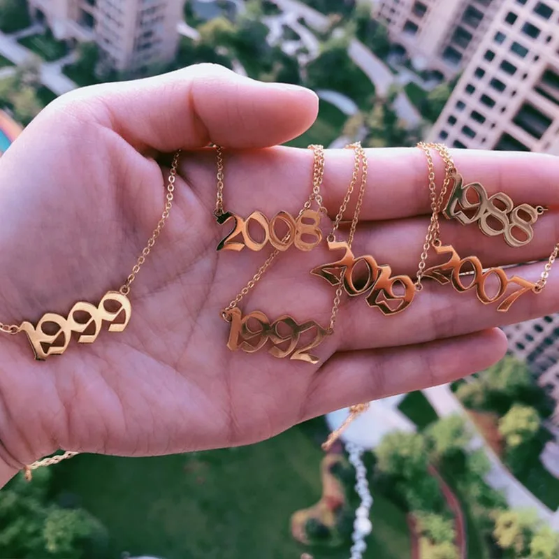 Ожерелье из нержавеющей стали под золото для женщин 1999 | Украшения и аксессуары