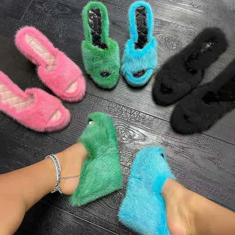 2021 женские тапочки на высоком каблуке сексуальные хлопковые женская меховая