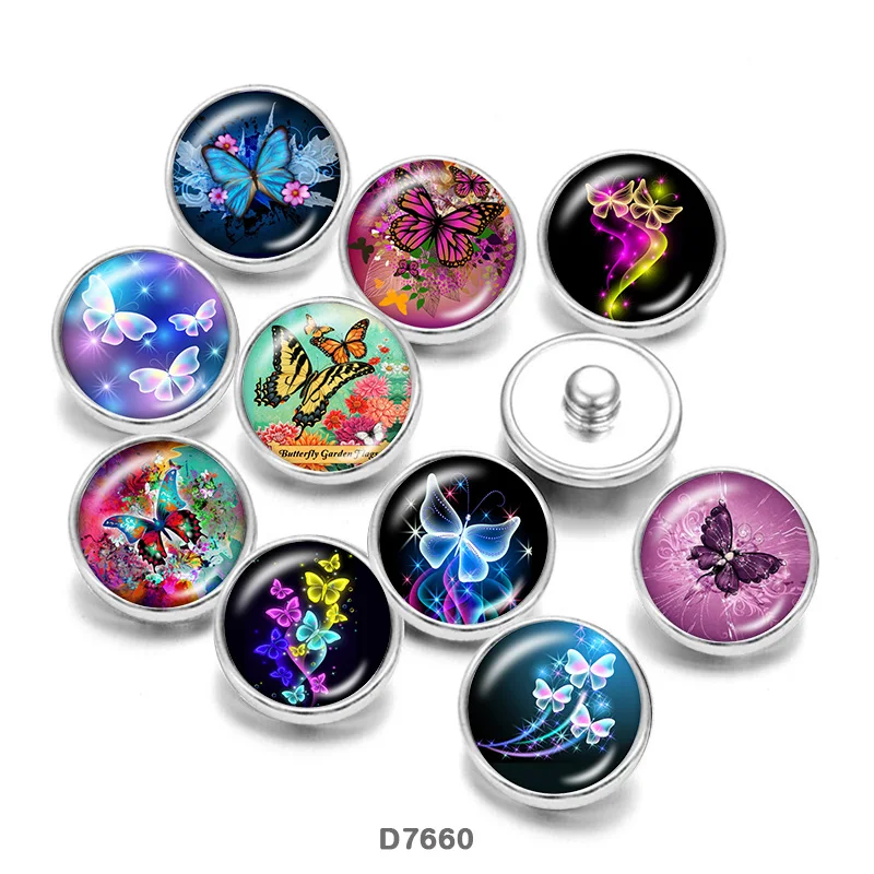 

Butterfly Glass Cabochons DIY Bracelet glass Snap buttons CD7660