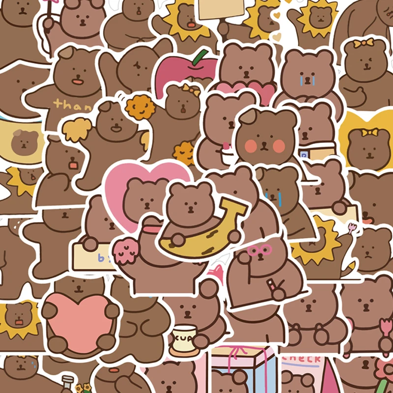 50 шт в наборе с рисунком милого мишки Лето Скрапбукинг наклейки пакеты