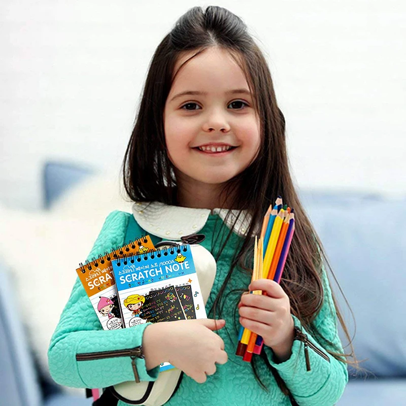 Волшебная красочная бумажная открытка для рисования радужная скретч-книжка