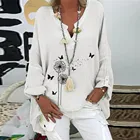 Блузка женская с круглым вырезом, брендовый Туника большого размера Топ, Повседневная Блузка оверсайз с коротким рукавом и принтом, лето 2020