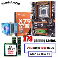 huananzhi x79 deluxe gaming motherboard with m 2 ssd slot m 2 wifi port xeon e5 1650 v2 3 5ghz cpu cooler 16g ram 28g reg ecc
