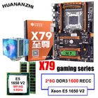 Игровая материнская плата HUANANZHI X79 Deluxe со слотом M.2 SSD, M.2, Wi-Fi порт Xeon E5 1650 V2, 3,5 ГГц, кулер ЦП, 16 ГБ ОЗУ, 2*8 ГБ, REG ECC