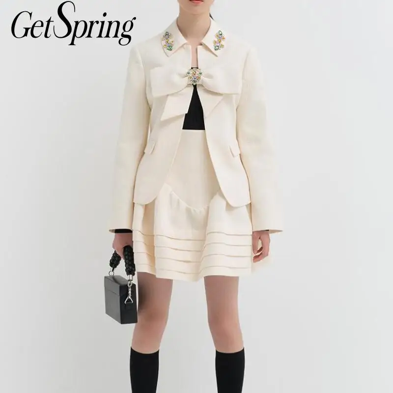 

Getspring Women Skirt Plus Size Black White High Waist Skirts Women Vintage Casual Short Skirts 2021 New Fashion Women Clothing