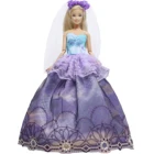 Роскошное фиолетовое кружевное платье принцессы, элегантная градиентная юбка + вуаль, свадебное праздничное бальное платье, Одежда для кукол Барби, аксессуары