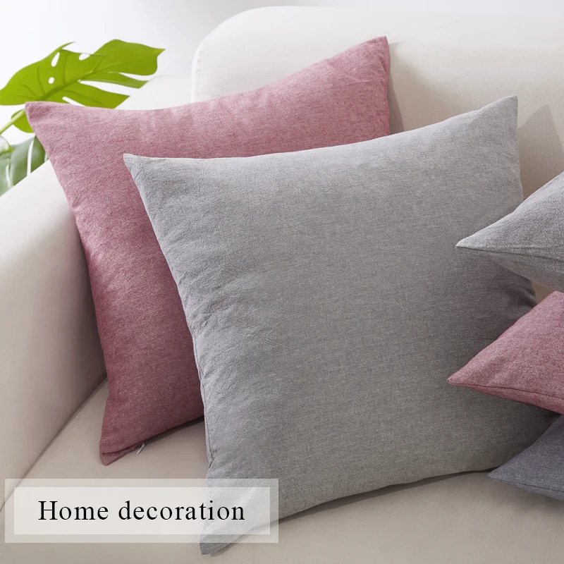 PHF Cotton Back Cushion Pillow Cover 45*45 cm Yarn Dye Pad For Solid Two-Pack Solid Russet Red Dark Grey Blue Color