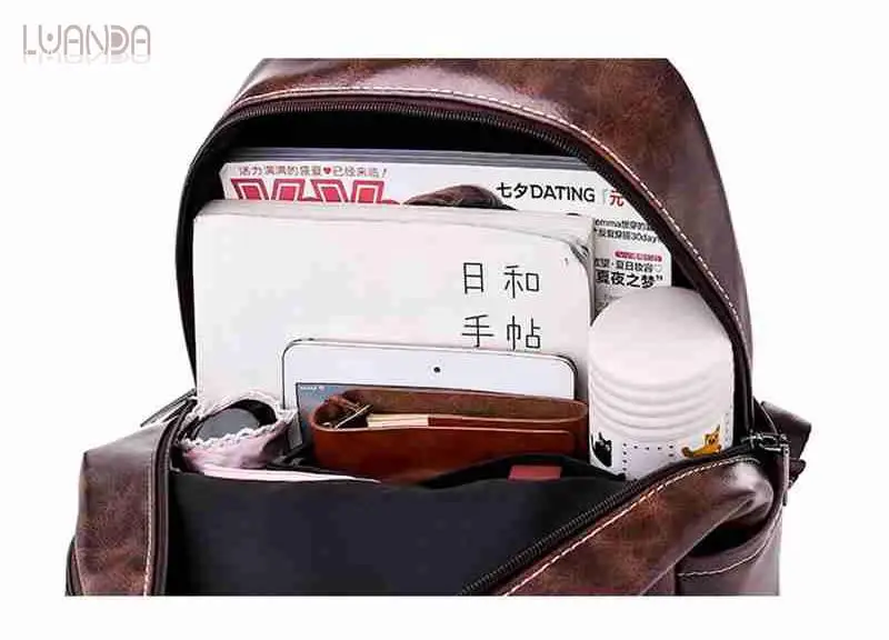 Leather Backpack Women Fashion Backpacks For Teenage Girls High Quality School Bags Women's Shoulder Bag Brand Vintage | Багаж и сумки