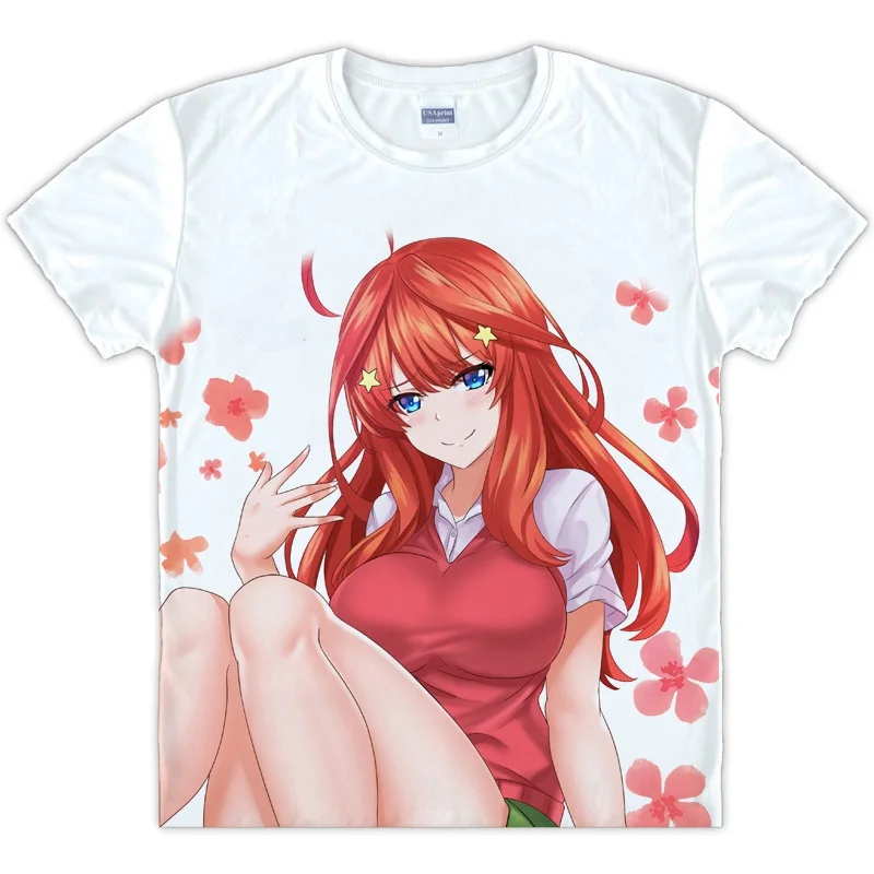 Новинка, футболка с короткими рукавами, унисекс, белая футболка, Go-Toubun no Hanayome