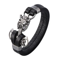 punk steel anchor demon mens bracelets leather bracelet wristband fashion high rock men jewelry bb1021