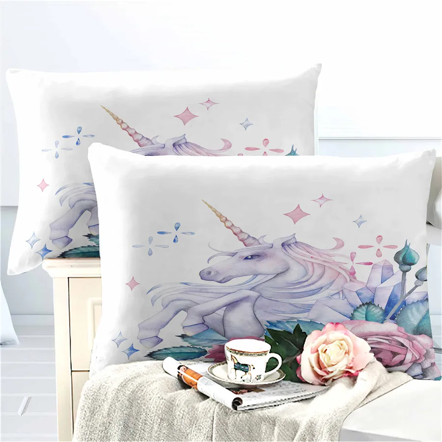 

HELENGILI 3D Bedding Set Unicorn Print Duvet Cover Set Bedcloth with Pillowcase Bed Set Home Textiles #DJS-73