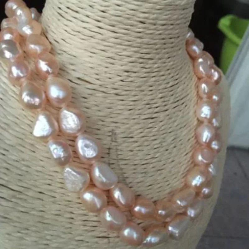 Ювелирные украшения 2 нити барокко Южное море золото розовый жемчуг ожерелье 18