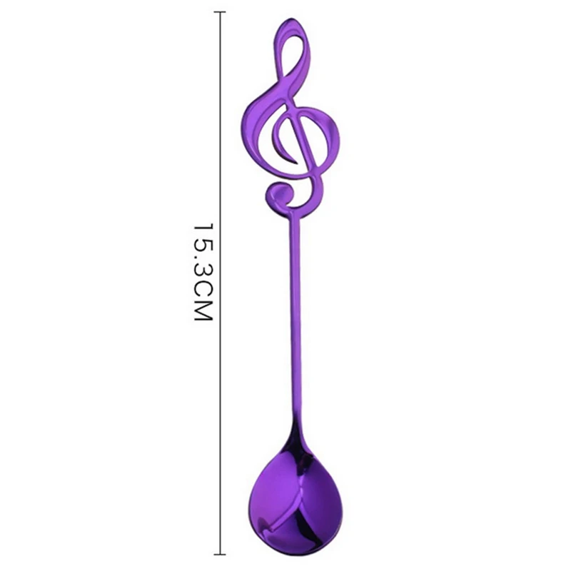 Hot New 6Pcs Stainless Steel Spoon Coffee Note Shape Music Theme Tea Stirring Small Ice Cream Dessert Scoop Flatware | Дом и сад