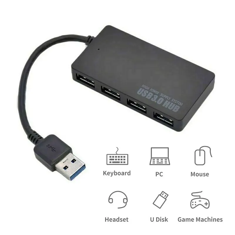 

Portable USB 3.0 4 Port Multi Data Hub Expansion Splitter High Speed 5 Gbps USB Hub Adapter For MacBook PS3 Xbox PC Laptop