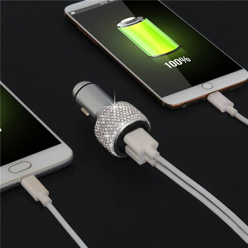 Алмазный Кристалл Двойной зарядное устройство USB линия Bling горный хрусталь автомобильного прикуривателя Универсальный кабель для передачи данных для iPhone Xiaomi huawei