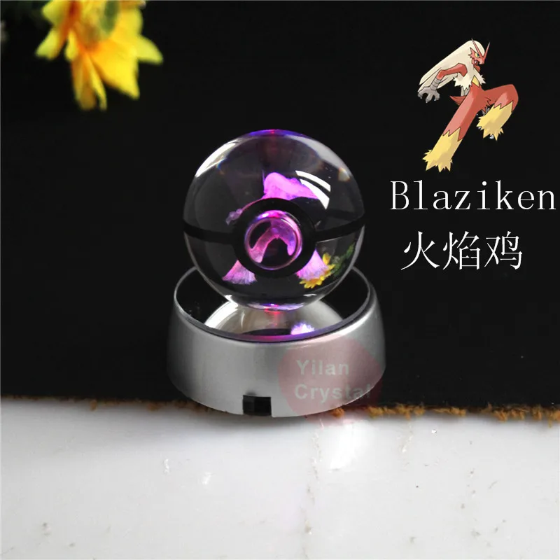 Стиль Pokemon Ball с гравировкой хрустальный шар для подарка с Led светильник - Цвет: blaziken