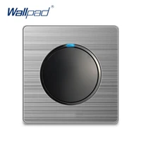 wallpad wall light switch and socket set random click push button with led indicator stainless steel panel home electric outlet