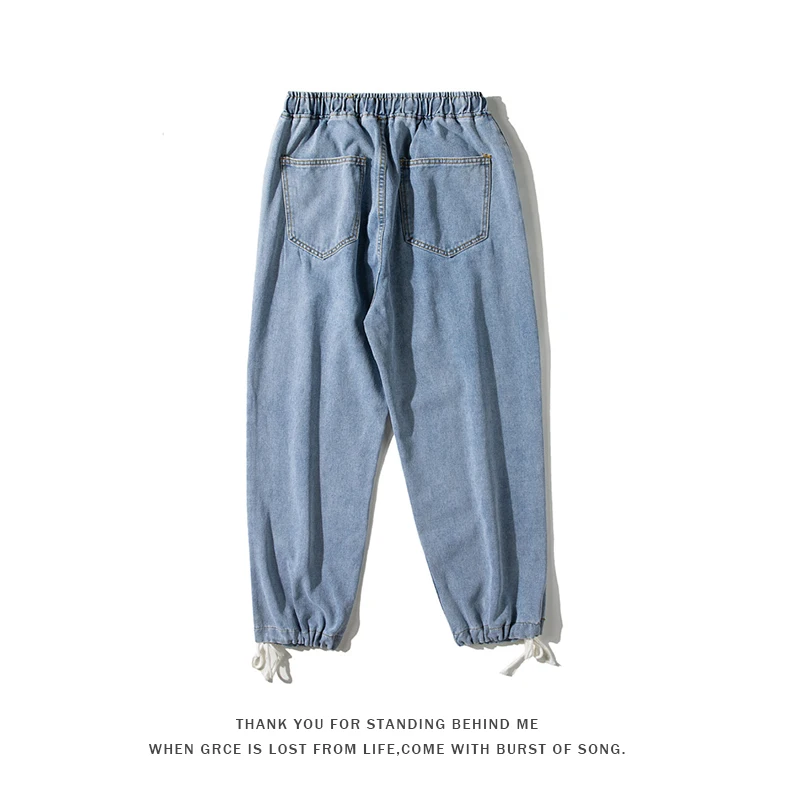 

2021 New Streetwear Hip Hop Jeans Men's Cargo Pants Elastic Harun Pants Joggers Pants Autumn And Spring Harajuku Denim Pants