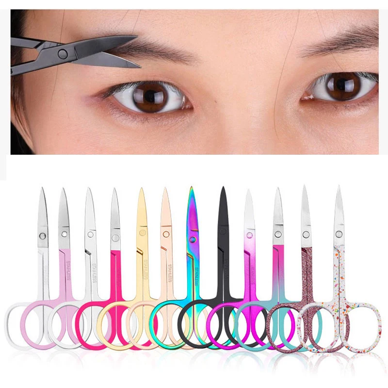

Eyebrow Scissors Curved Blade Professional Stainless Steel Manicure Precision Trimmer Eyebrow Eyelash Hair Remover Tool Makeup
