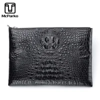 McParko Envelope Bags For Men Genuine Leather Crocodile Clutch Wallet Thin Handbag