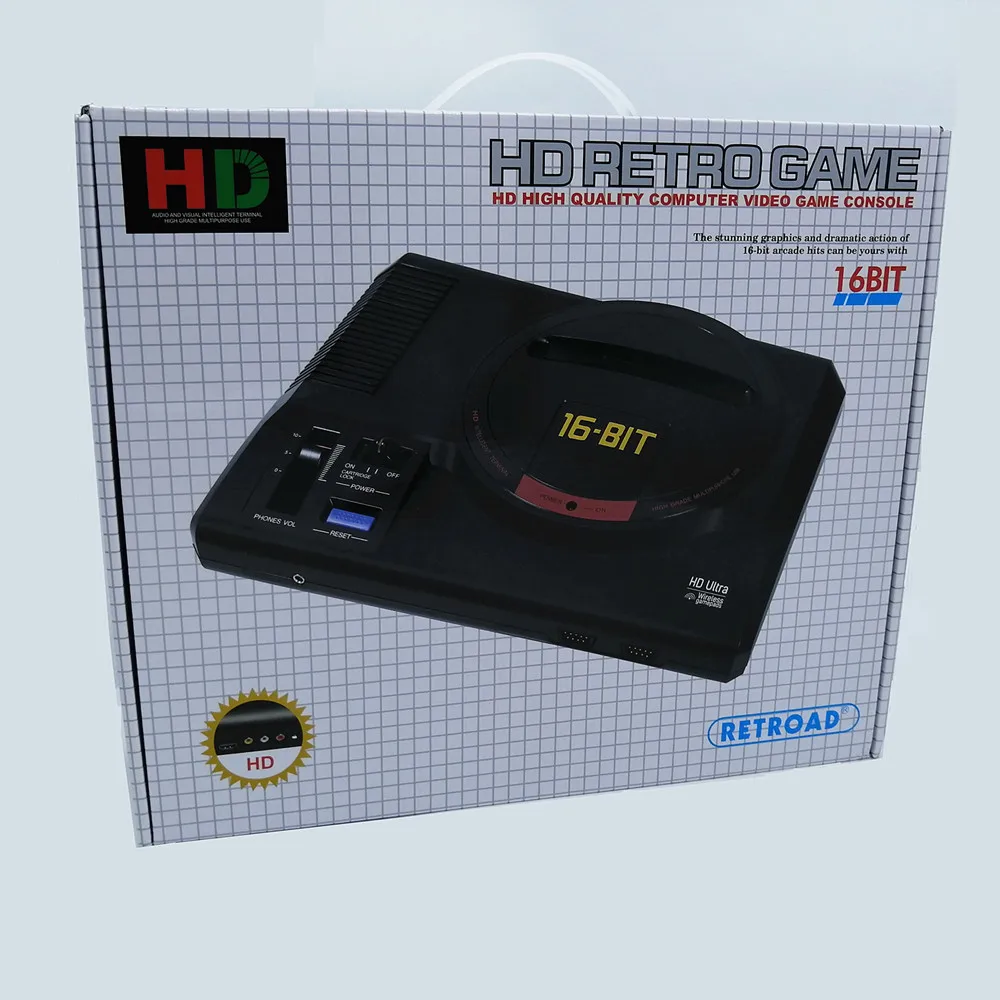 Новая версия 16 бит MD Genesis ТВ игровая консоль HD RCA Дисплей беспроводные геймпады 170