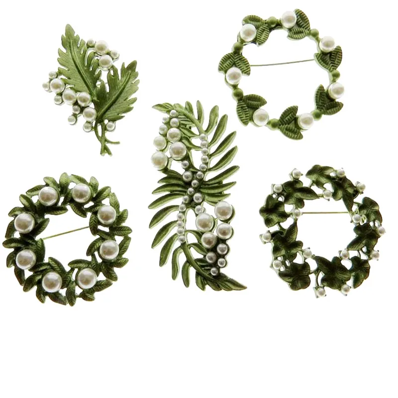 CSxjd 2020 Новый Винтаж ювелирный завод лист растения венок имитация жемчуга брошь