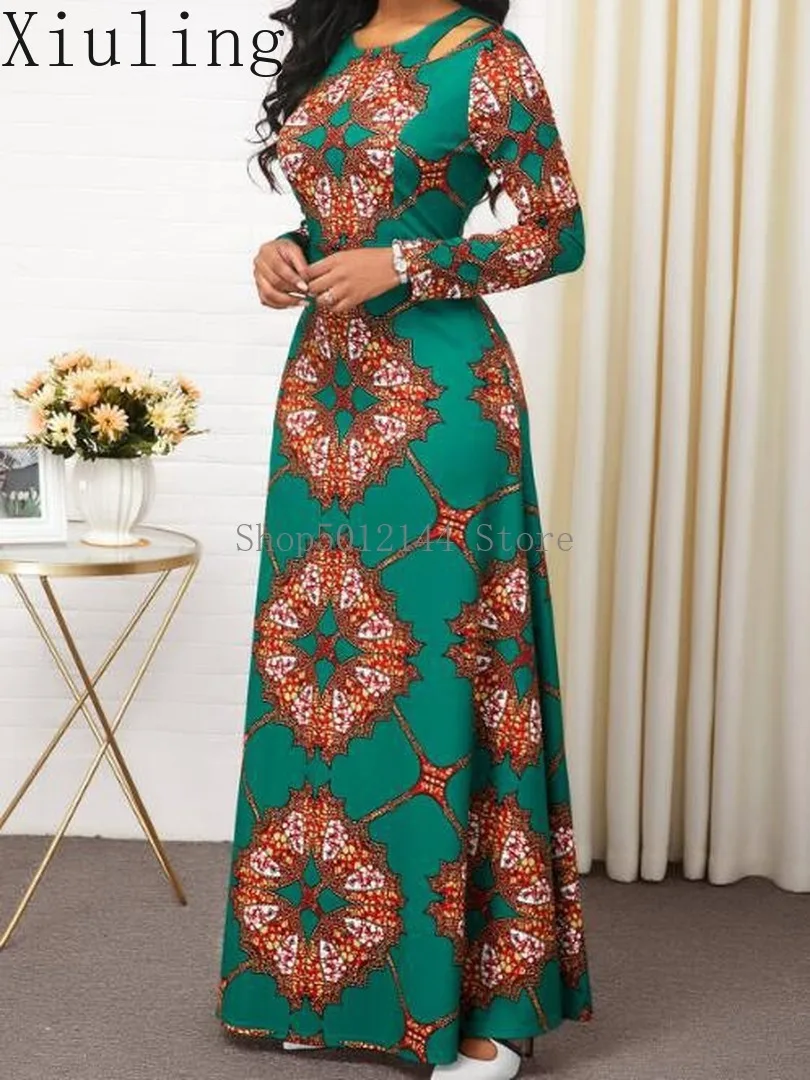 

African Dashiki Dress Print Maxi Dresses Ethnic Muslim Abaya Bazin Robe Gowns Africa Long Riche Lady Traditional Hipster Islamic