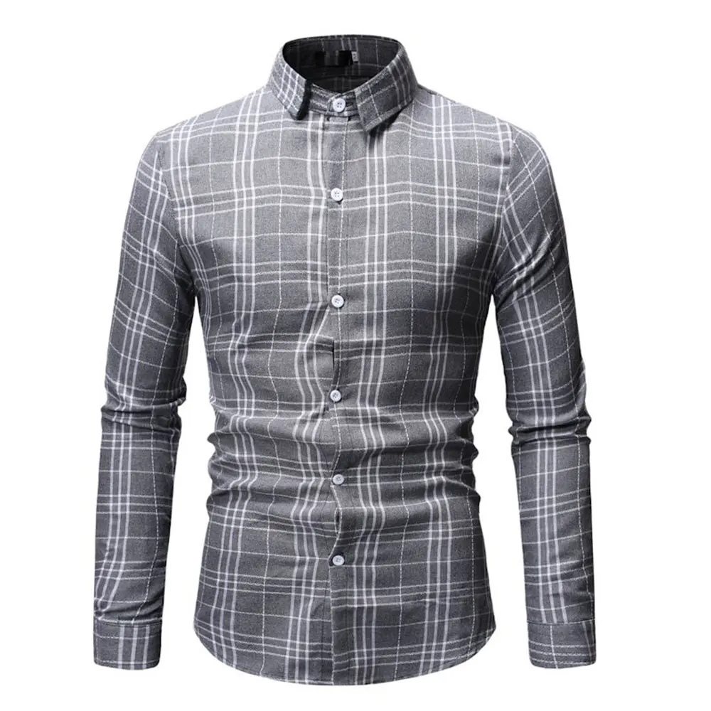 

Allthemen Men Black White Plaid Shirts Men Casual Long SleeveShirts Men Slim Fit Business Shirts Camisa Masculina Chemise